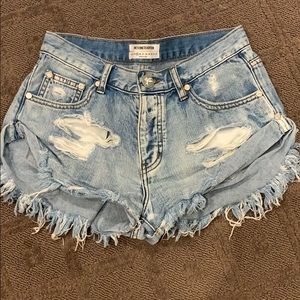 light washed jean shorts